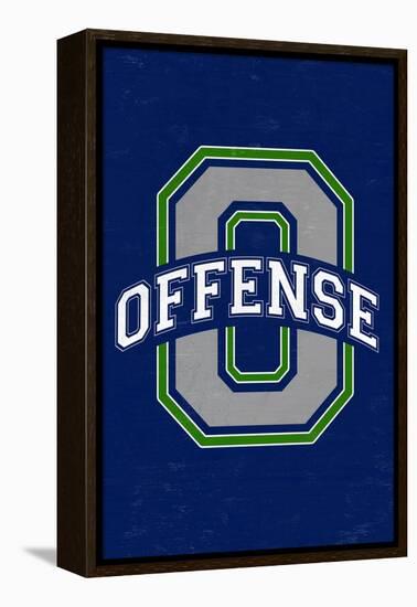 Monogram - Game Day - Blue and Green - Offense-Lantern Press-Framed Stretched Canvas