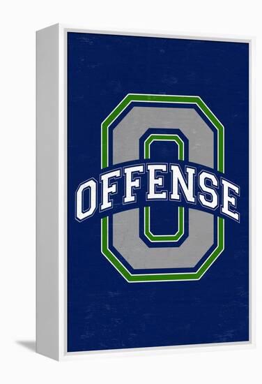 Monogram - Game Day - Blue and Green - Offense-Lantern Press-Framed Stretched Canvas