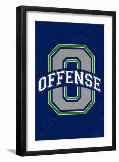 Monogram - Game Day - Blue and Green - Offense-Lantern Press-Framed Art Print