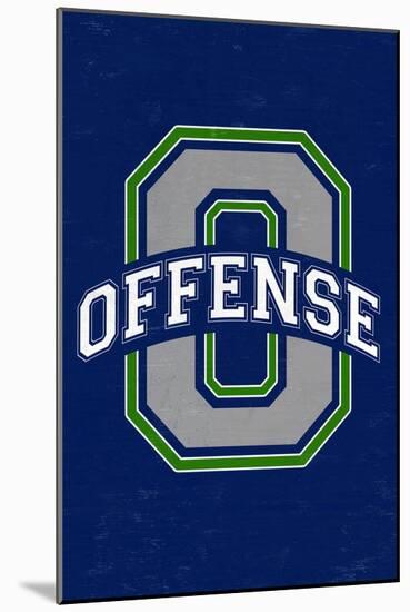 Monogram - Game Day - Blue and Green - Offense-Lantern Press-Mounted Art Print