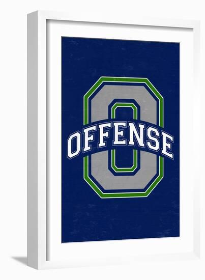 Monogram - Game Day - Blue and Green - Offense-Lantern Press-Framed Premium Giclee Print