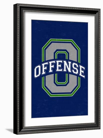 Monogram - Game Day - Blue and Green - Offense-Lantern Press-Framed Premium Giclee Print