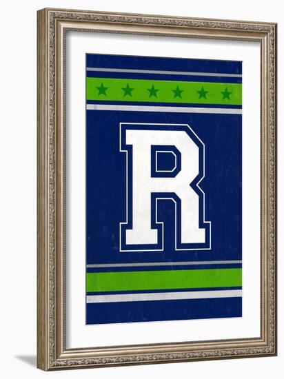 Monogram - Game Day - Blue and Green - R-Lantern Press-Framed Art Print