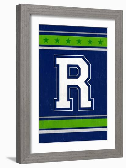 Monogram - Game Day - Blue and Green - R-Lantern Press-Framed Art Print