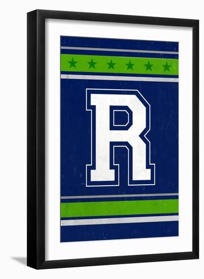 Monogram - Game Day - Blue and Green - R-Lantern Press-Framed Art Print