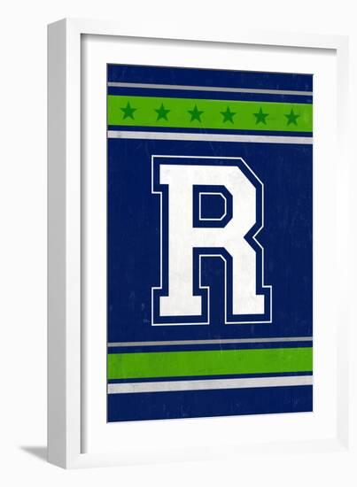 Monogram - Game Day - Blue and Green - R-Lantern Press-Framed Art Print