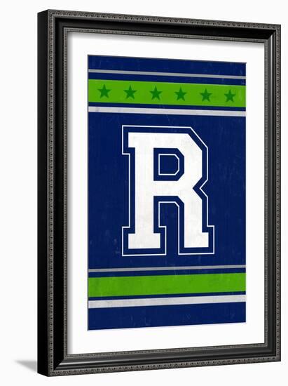 Monogram - Game Day - Blue and Green - R-Lantern Press-Framed Art Print