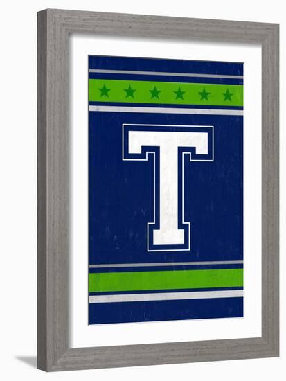 Monogram - Game Day - Blue and Green - T-Lantern Press-Framed Art Print