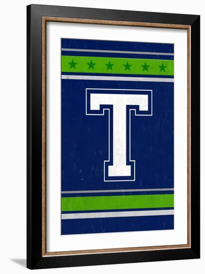 Monogram - Game Day - Blue and Green - T-Lantern Press-Framed Art Print