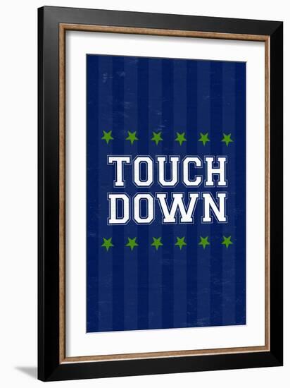 Monogram - Game Day - Blue and Green - Touchdown-Lantern Press-Framed Art Print