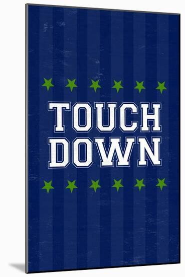 Monogram - Game Day - Blue and Green - Touchdown-Lantern Press-Mounted Art Print