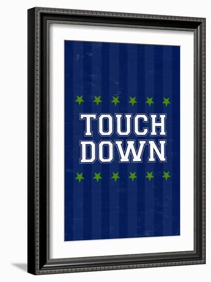 Monogram - Game Day - Blue and Green - Touchdown-Lantern Press-Framed Art Print