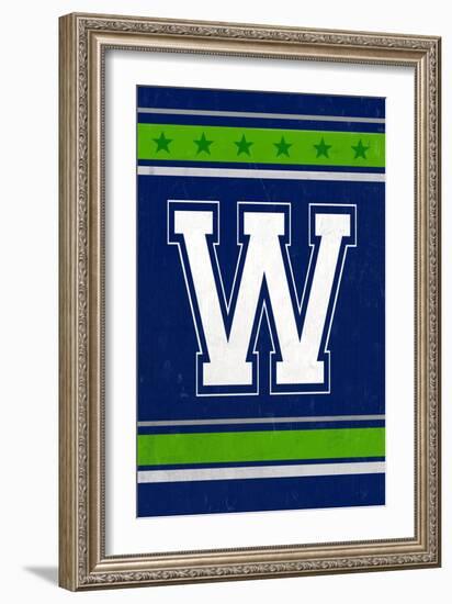 Monogram - Game Day - Blue and Green - W-Lantern Press-Framed Art Print