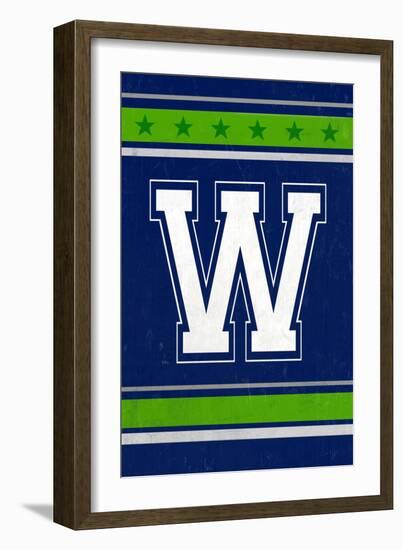 Monogram - Game Day - Blue and Green - W-Lantern Press-Framed Art Print