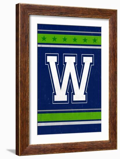 Monogram - Game Day - Blue and Green - W-Lantern Press-Framed Art Print