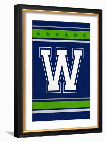 Monogram - Game Day - Blue and Green - W-Lantern Press-Framed Art Print