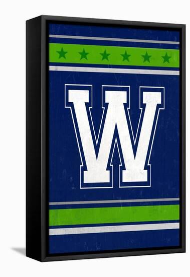 Monogram - Game Day - Blue and Green - W-Lantern Press-Framed Stretched Canvas