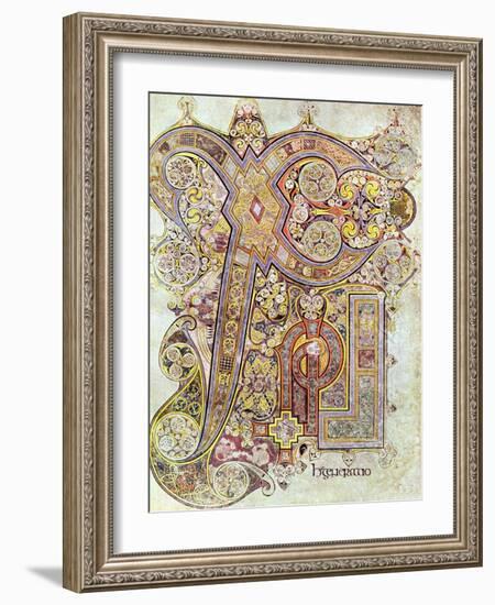 Monogram Page from the Book of Kells Christi Auteum Generatio, C800-null-Framed Giclee Print