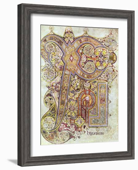 Monogram Page from the Book of Kells Christi Auteum Generatio, C800-null-Framed Giclee Print