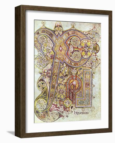 Monogram Page from the Book of Kells Christi Auteum Generatio, C800-null-Framed Giclee Print