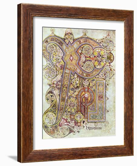 Monogram Page from the Book of Kells Christi Auteum Generatio, C800-null-Framed Giclee Print