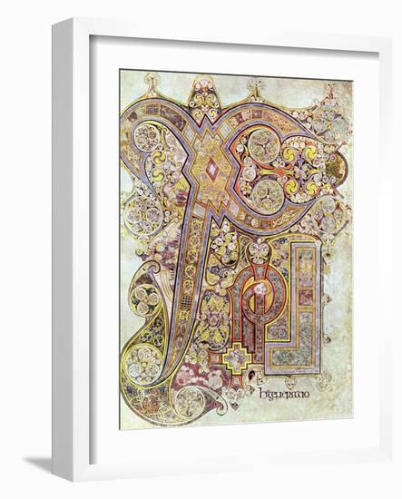 Monogram Page from the Book of Kells Christi Auteum Generatio, C800-null-Framed Giclee Print