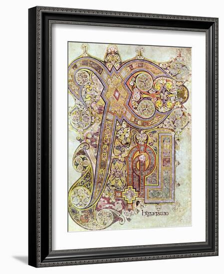 Monogram Page from the Book of Kells Christi Auteum Generatio, C800-null-Framed Giclee Print