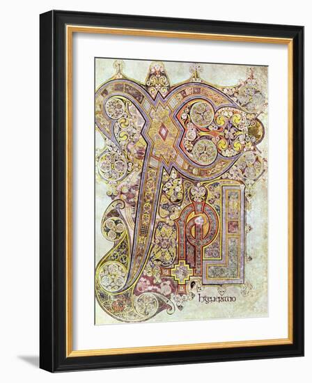 Monogram Page from the Book of Kells Christi Auteum Generatio, C800-null-Framed Giclee Print