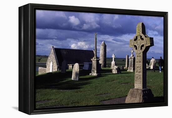 Monolithic High Crosses in Monastic Complex on Banks of River Shannon, Clonmacnoise, Ireland-null-Framed Premier Image Canvas