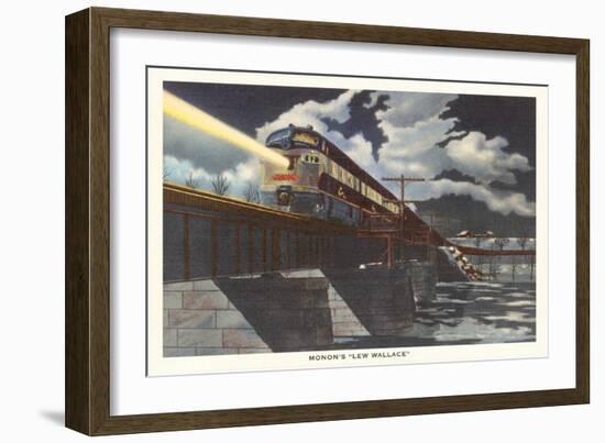 Monon's Lew Wallace, Train Crossing Bridge-null-Framed Art Print