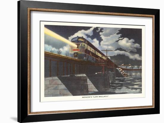 Monon's Lew Wallace, Train Crossing Bridge-null-Framed Art Print