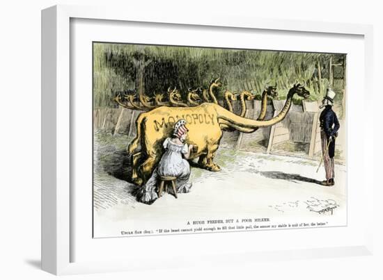 Monopoly Dragon, "a Huge Feeder, But a Poor Milker," 1887 Cartoon Favoring Antitrust Legislation-null-Framed Giclee Print