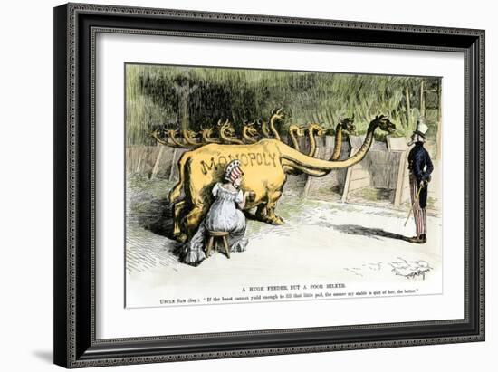 Monopoly Dragon, "a Huge Feeder, But a Poor Milker," 1887 Cartoon Favoring Antitrust Legislation-null-Framed Giclee Print