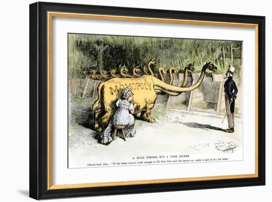 Monopoly Dragon, "a Huge Feeder, But a Poor Milker," 1887 Cartoon Favoring Antitrust Legislation-null-Framed Giclee Print