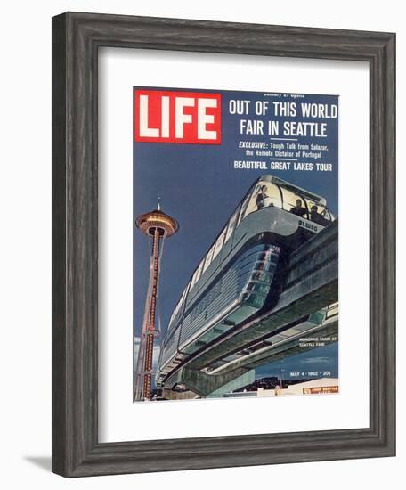 Monorail and Space Needle at World's Fair in Seattle, May 4, 1962-Ralph Crane-Framed Photographic Print