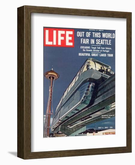 Monorail and Space Needle at World's Fair in Seattle, May 4, 1962-Ralph Crane-Framed Photographic Print