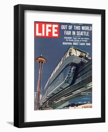 Monorail and Space Needle at World's Fair in Seattle, May 4, 1962-Ralph Crane-Framed Photographic Print