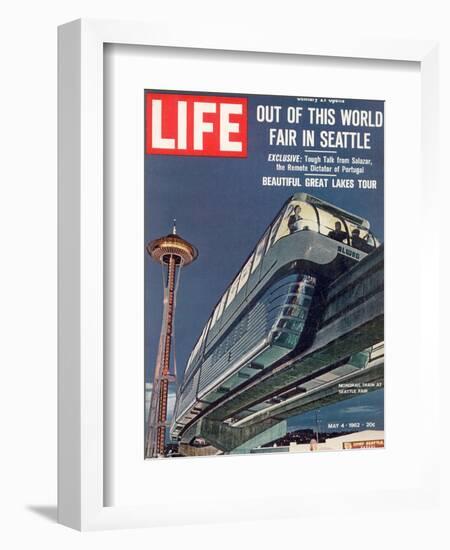 Monorail and Space Needle at World's Fair in Seattle, May 4, 1962-Ralph Crane-Framed Photographic Print