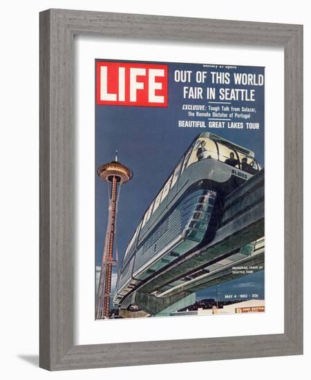 Monorail and Space Needle at World's Fair in Seattle, May 4, 1962-Ralph Crane-Framed Photographic Print