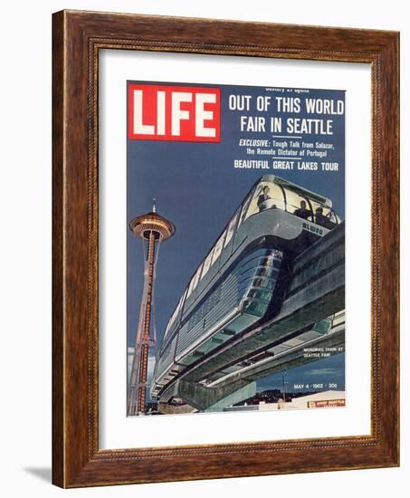 Monorail and Space Needle at World's Fair in Seattle, May 4, 1962-Ralph Crane-Framed Photographic Print