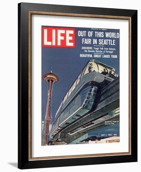 Monorail and Space Needle at World's Fair in Seattle, May 4, 1962-Ralph Crane-Framed Photographic Print