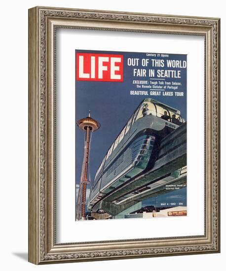 Monorail and Space Needle at World's Fair in Seattle, May 4, 1962-Ralph Crane-Framed Photographic Print