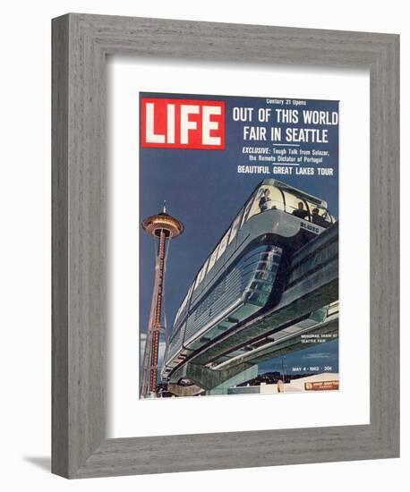 Monorail and Space Needle at World's Fair in Seattle, May 4, 1962-Ralph Crane-Framed Photographic Print