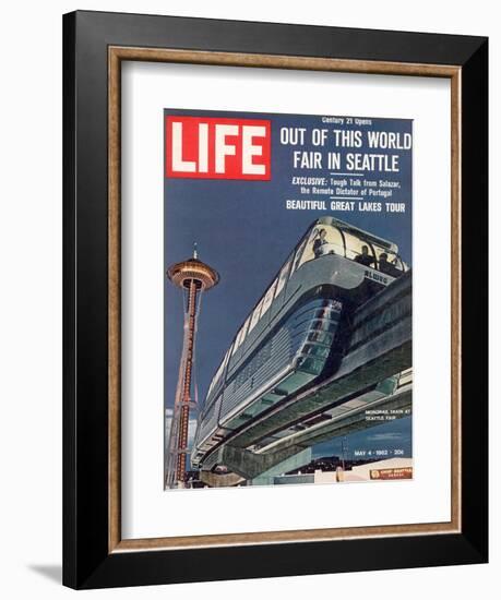 Monorail and Space Needle at World's Fair in Seattle, May 4, 1962-Ralph Crane-Framed Photographic Print