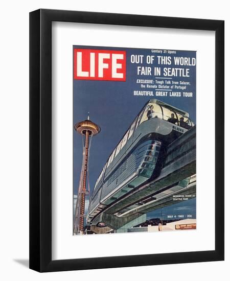 Monorail and Space Needle at World's Fair in Seattle, May 4, 1962-Ralph Crane-Framed Photographic Print