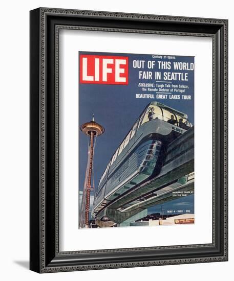 Monorail and Space Needle at World's Fair in Seattle, May 4, 1962-Ralph Crane-Framed Photographic Print