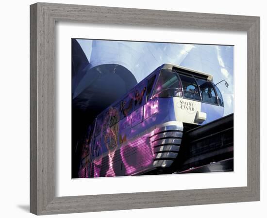 Monorail and the Experience Music Project at Seattle Center, Washington, USA-William Sutton-Framed Photographic Print