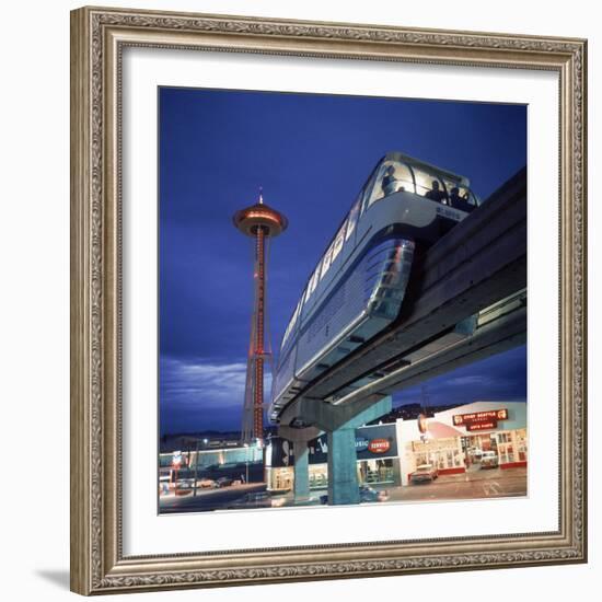 Monorail at Century 21, Seattle World's Fair. Space Needle in Background-Ralph Crane-Framed Photographic Print