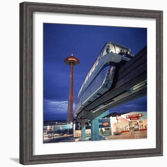 Monorail at Century 21, Seattle World's Fair. Space Needle in Background-Ralph Crane-Framed Photographic Print