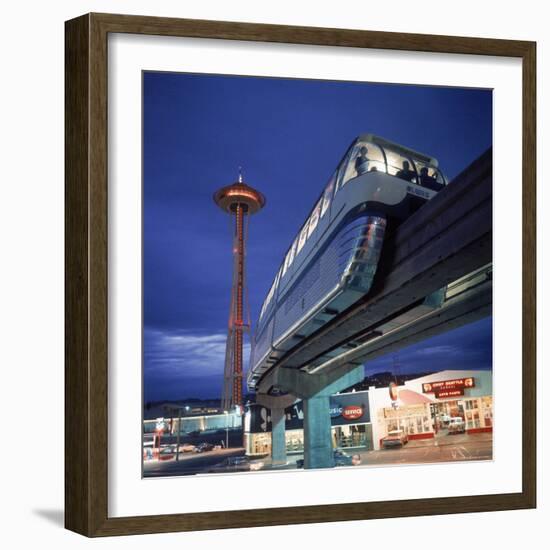 Monorail at Century 21, Seattle World's Fair. Space Needle in Background-Ralph Crane-Framed Photographic Print